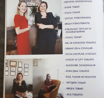 Bölgesel bir dergide yayımlanan, merkezin hizmetlerinin listelendiği tanıtım sayfası